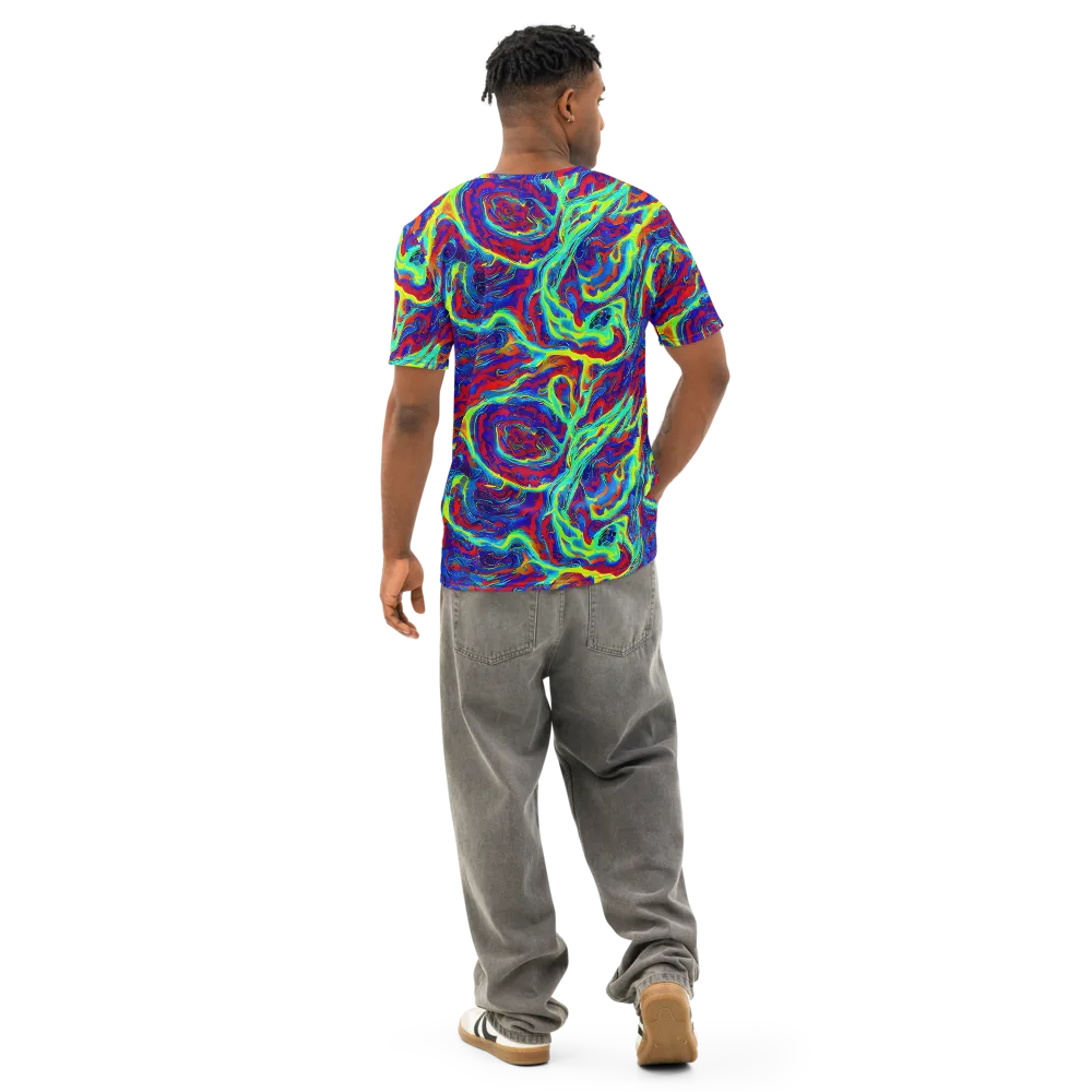 Voltage Marbling on Men's Cotton Crew Neck T-Shirt — Back