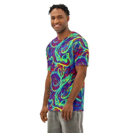 Voltage Marbling on a Men's Cotton Crew Neck T-Shirt