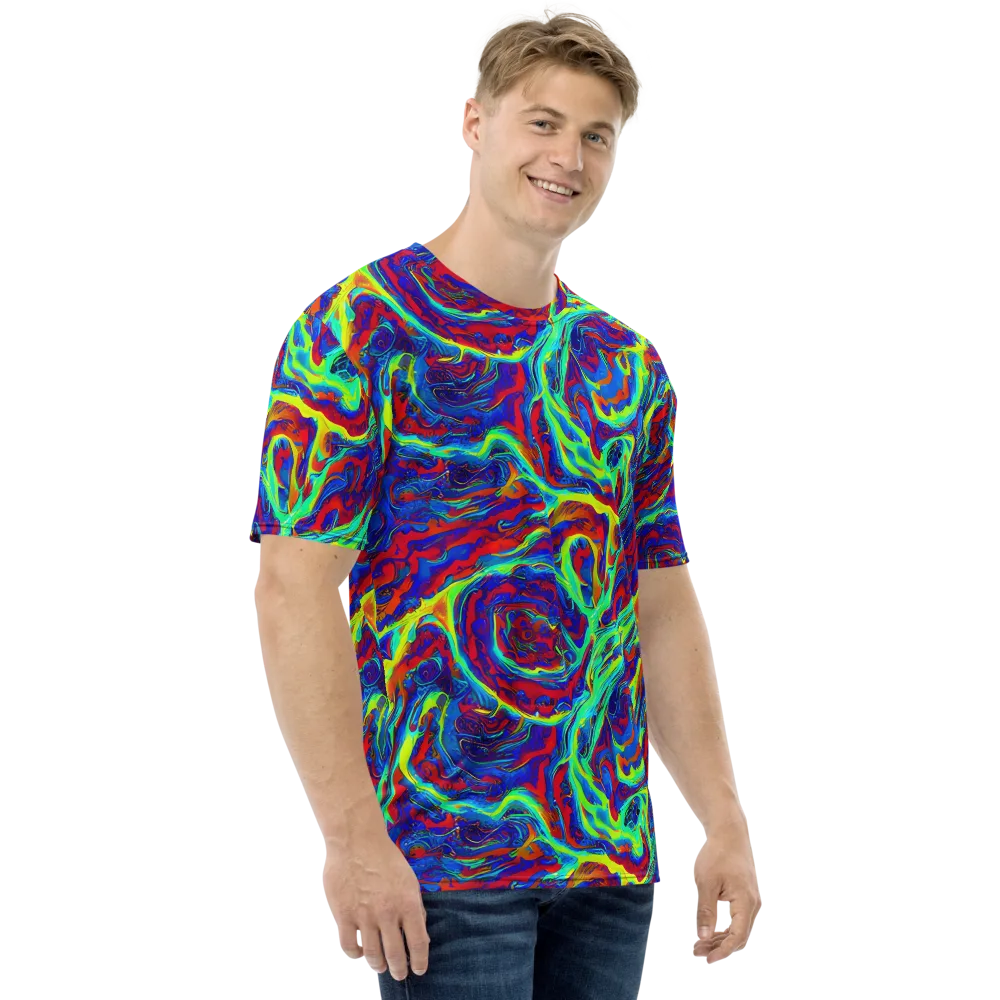 Voltage Marbling on Men's Crew Neck T-Shirt — Right
