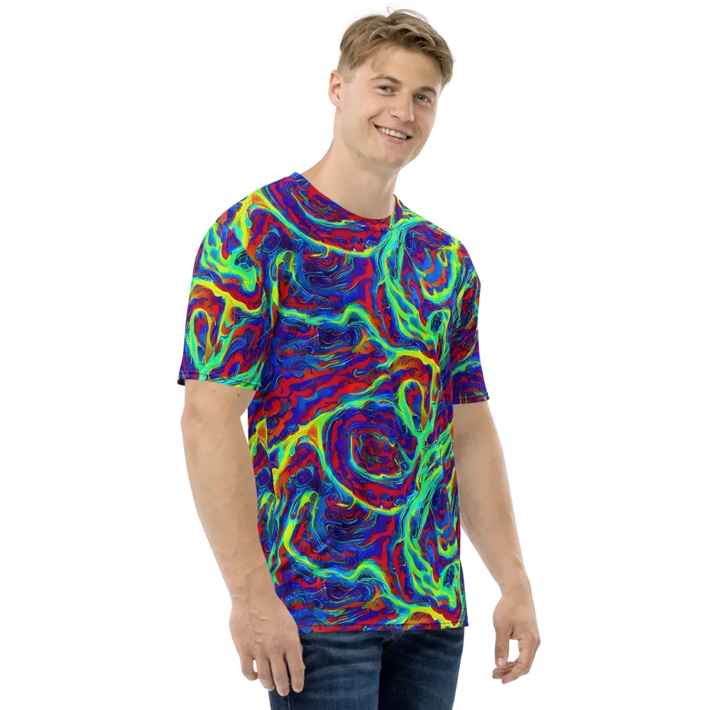 Voltage Marbling on Men's Crew Neck T-Shirt — Right