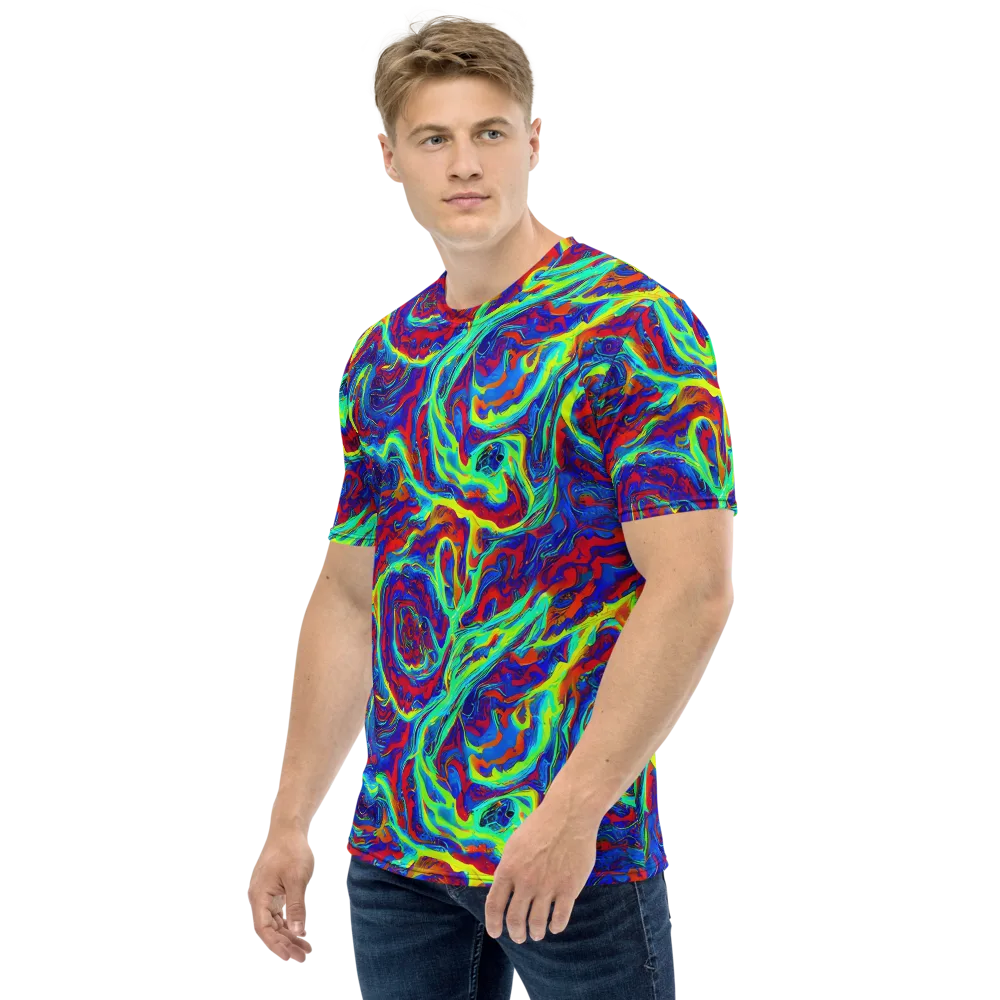 Voltage Marbling on Men's Crew Neck T-Shirt — Left