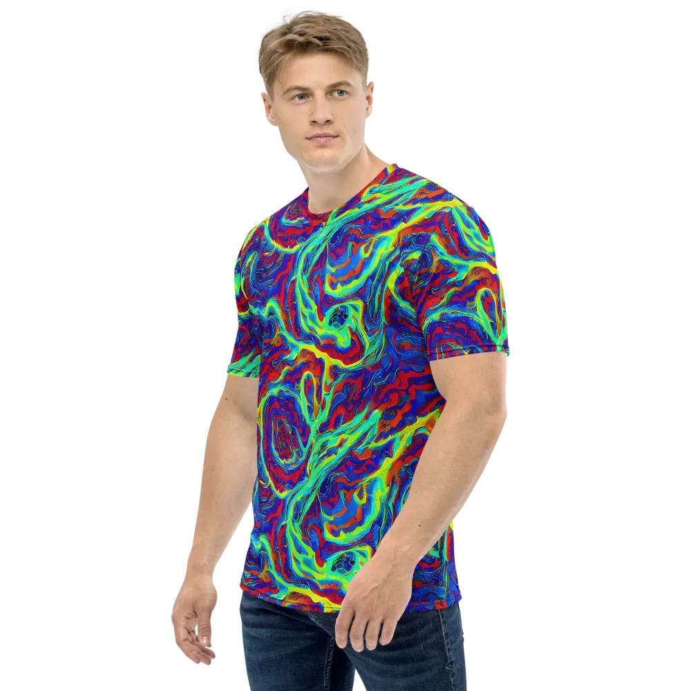 Voltage Marbling on Men's Crew Neck T-Shirt — Left