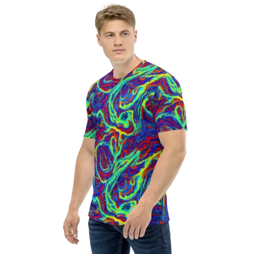 Voltage Marbling on a Men's Crew Neck T-Shirt