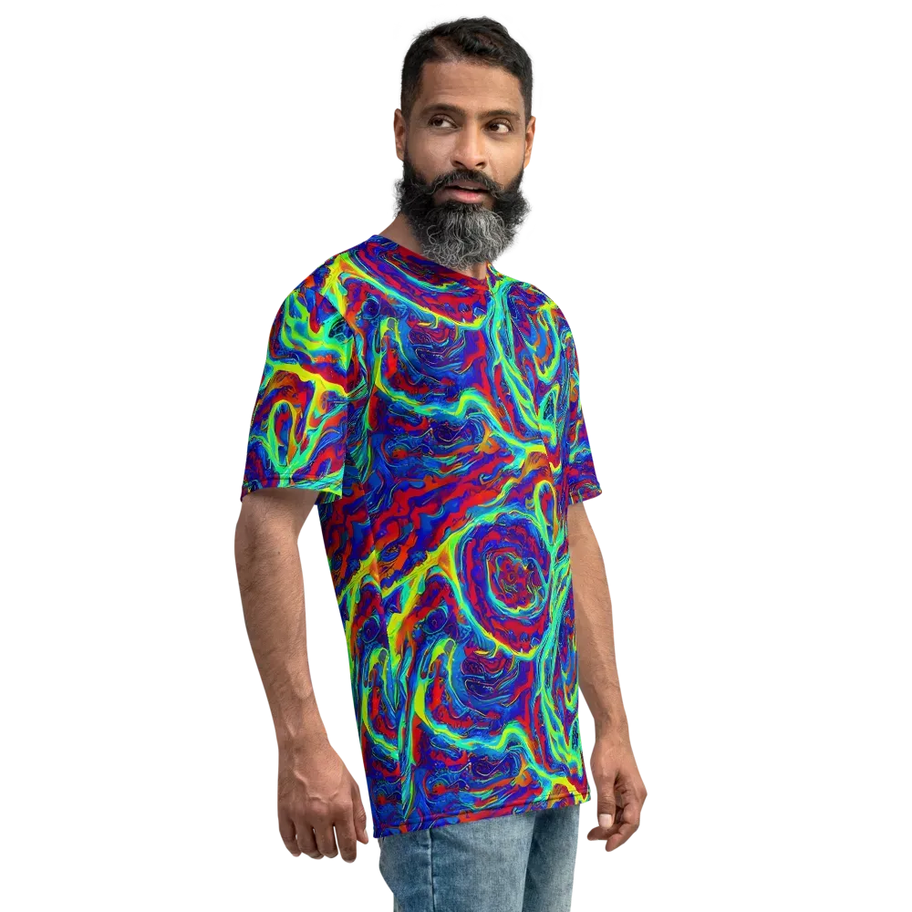 Voltage Marbling on Men's Crew Neck T-Shirt — Right