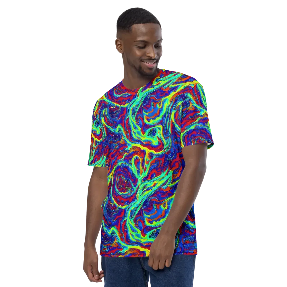 Voltage Marbling on Men's Crew Neck T-Shirt — Left