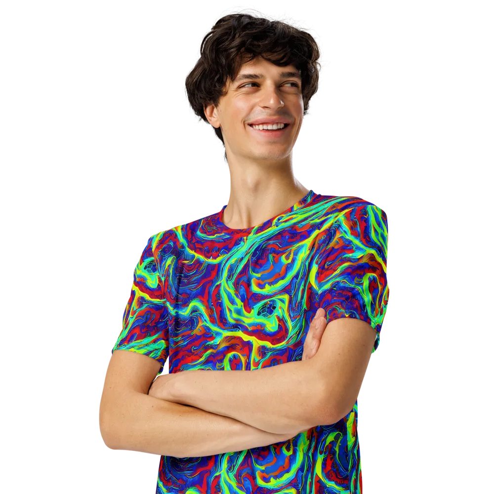 Voltage Marbling on Men's Crew Neck T-Shirt — Left Front
