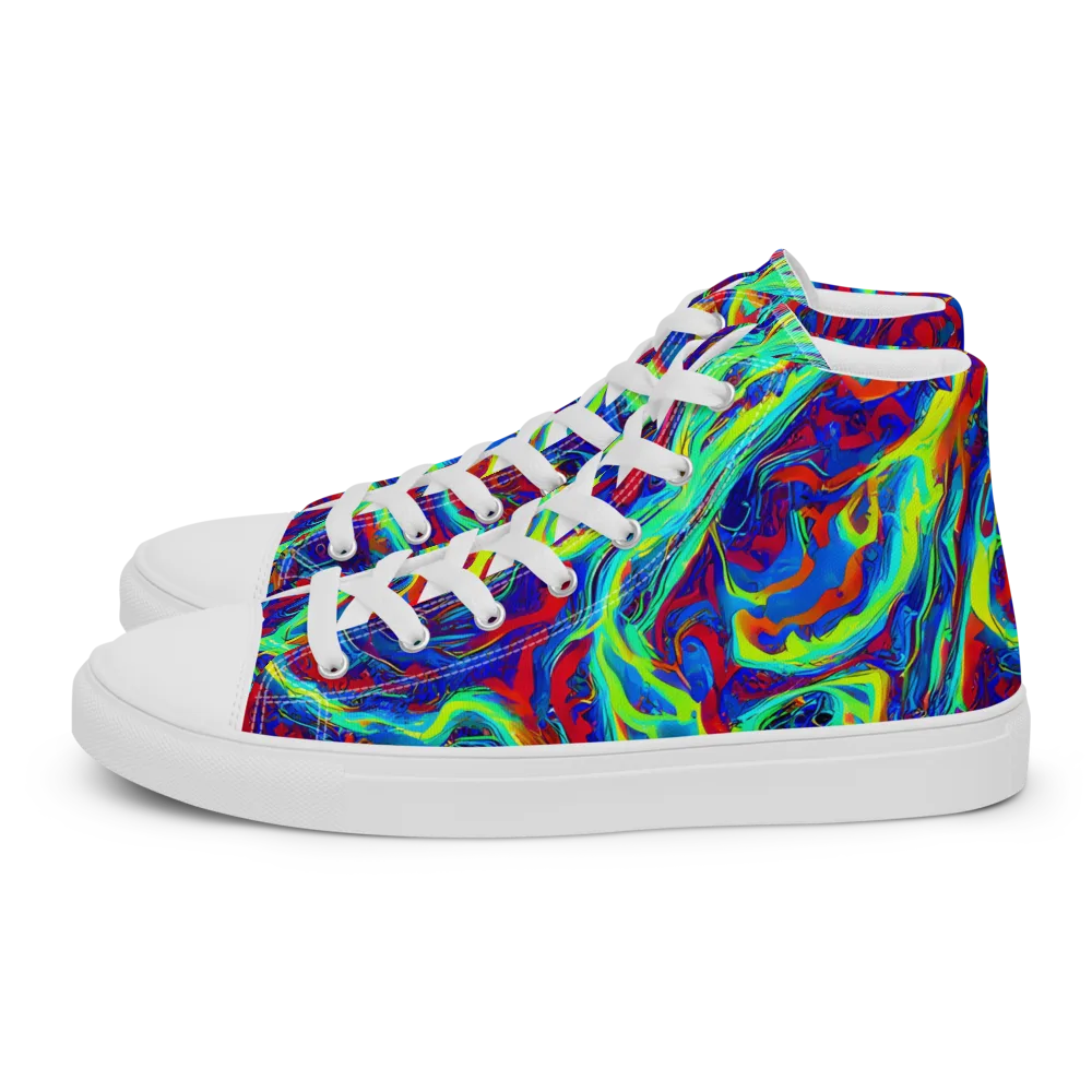 Voltage Marbling on Men's High Top Canvas Shoes — Left
