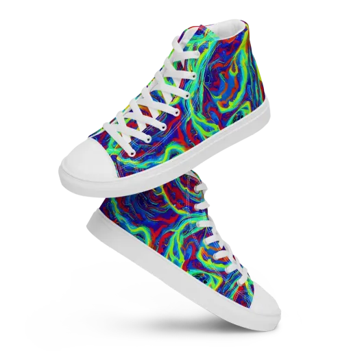 Voltage Marbling on a Men's High Top Canvas Shoes