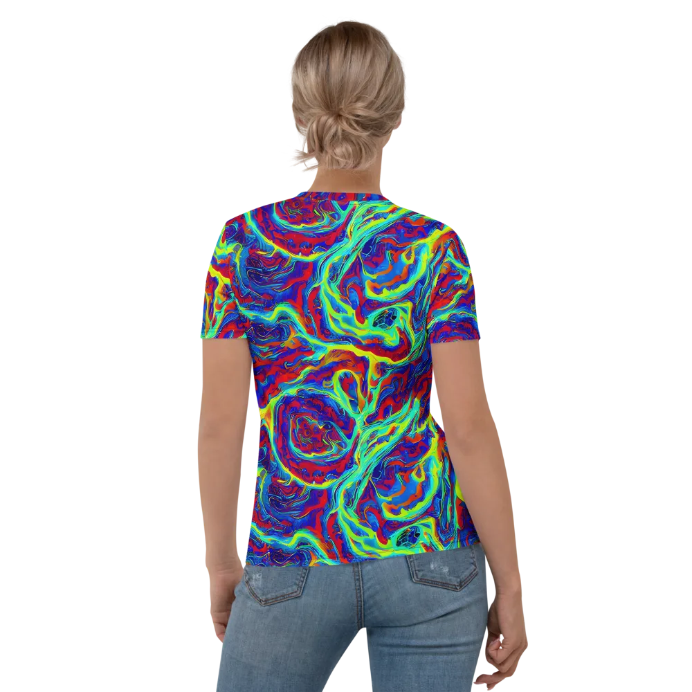 Voltage Marbling on Women's Crew Neck T-Shirt — Back