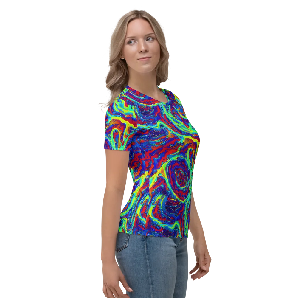 Voltage Marbling on Women's Crew Neck T-Shirt — Right