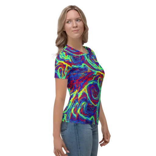 Voltage Marbling on a Women's Crew Neck T-Shirt