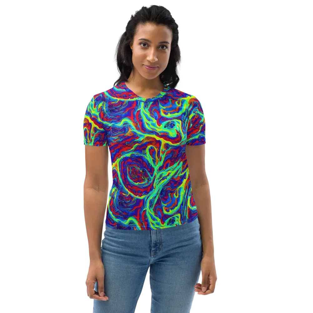 Voltage Marbling on Women's Crew Neck T-Shirt — Front