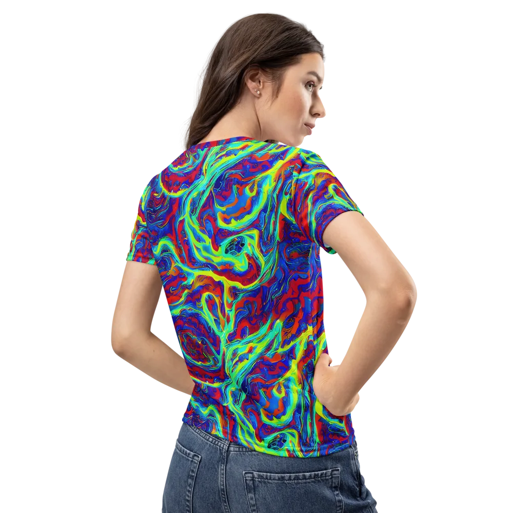 Voltage Marbling on Women's Crew Neck T-Shirt — Back