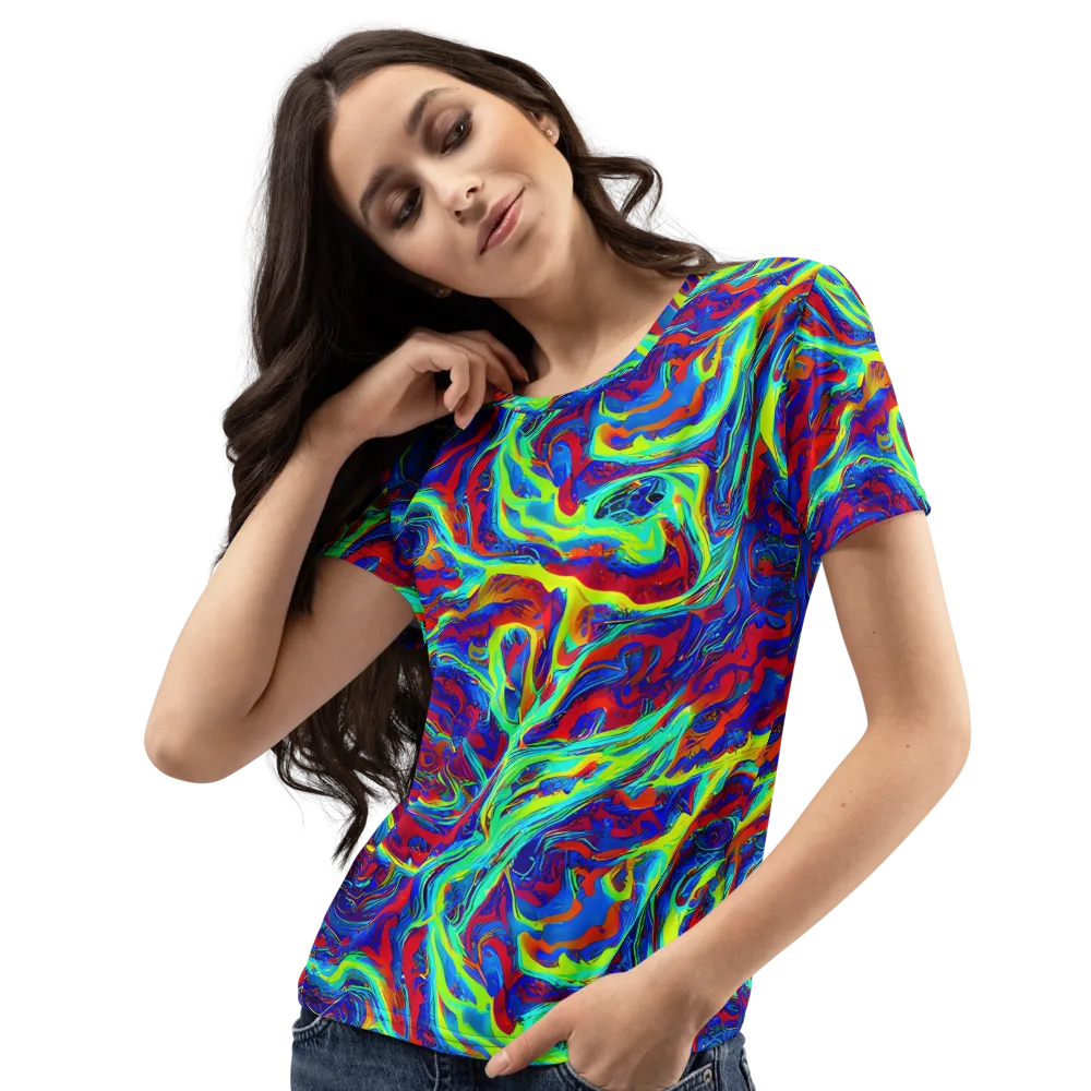 Voltage Marbling on Women's Crew Neck T-Shirt — Left Front