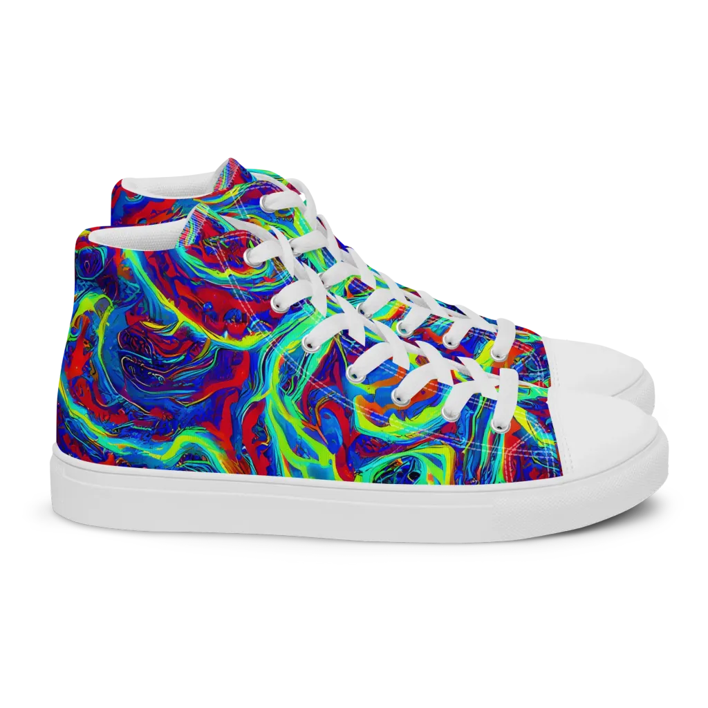 Voltage Marbling on Women's High Top Canvas Shoes — Right