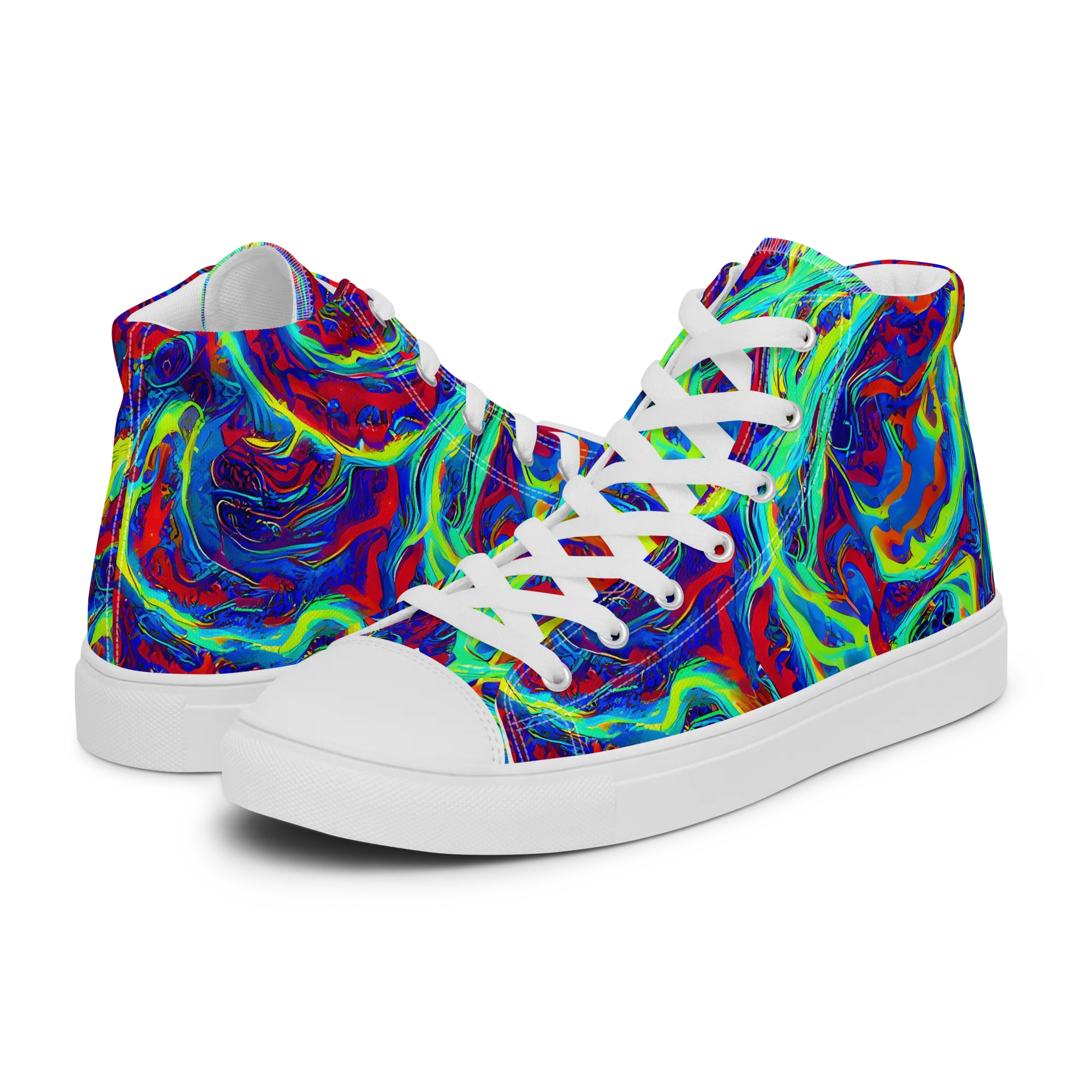 Voltage Marbling on Women's High Top Canvas Shoes — Left
