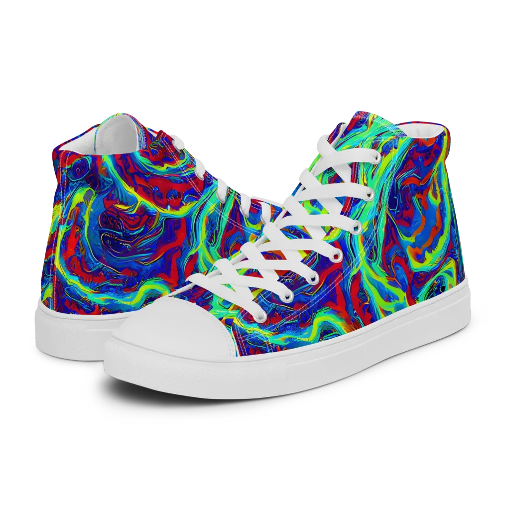 Voltage Marbling on Women's High Top Canvas Shoes — Left