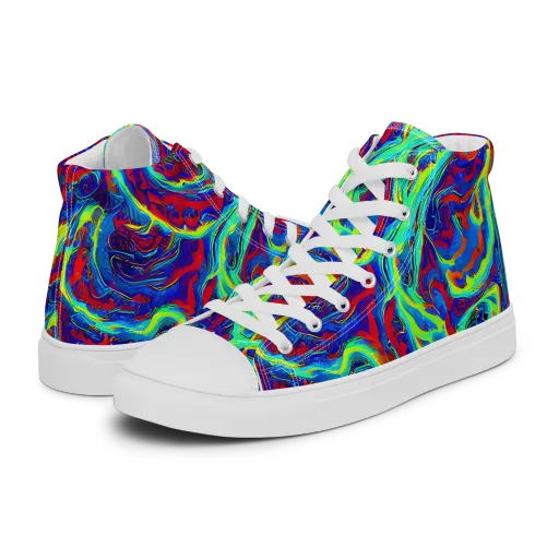 Voltage Marbling on a Women's High Top Canvas Shoes