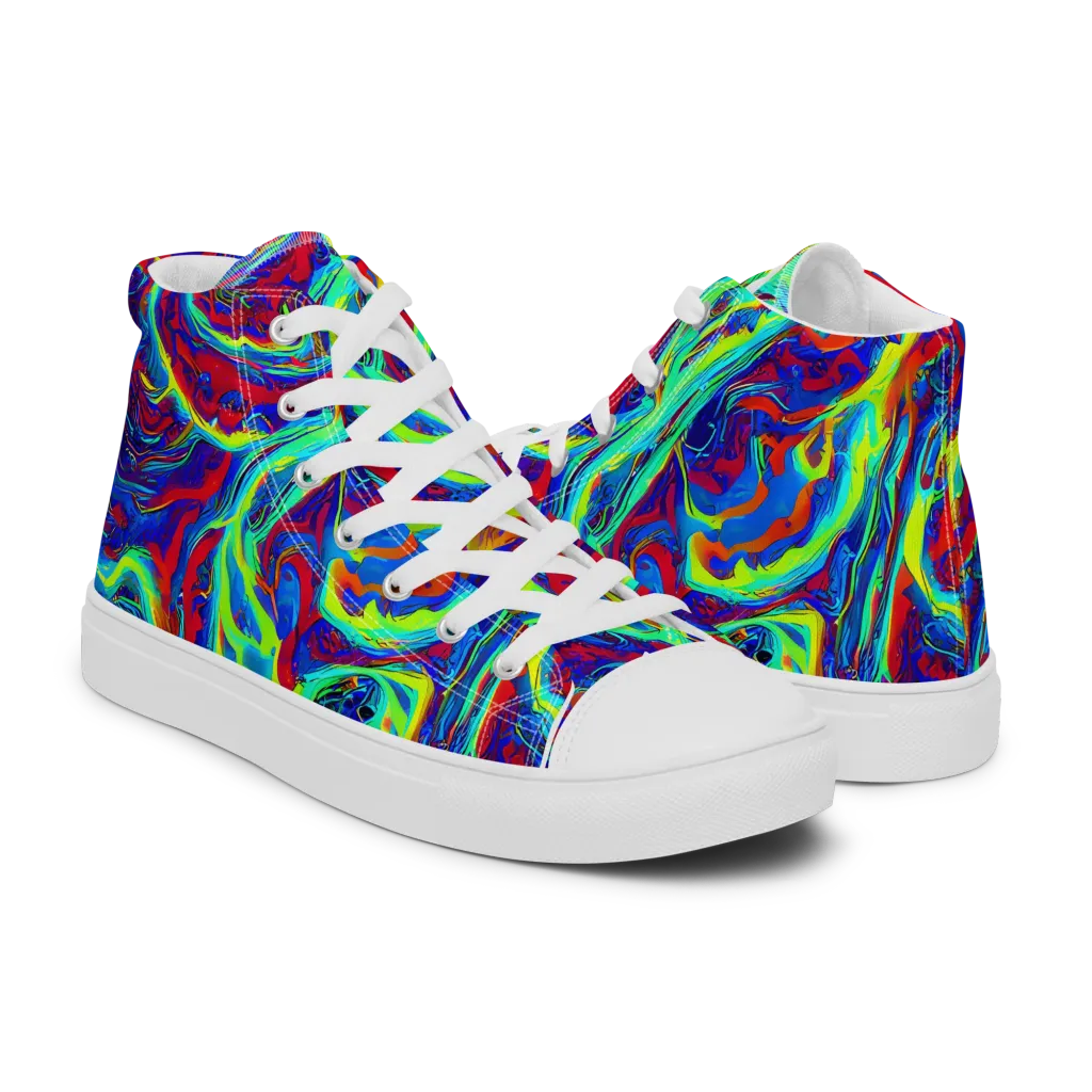 Voltage Marbling on Women's High Top Canvas Shoes — Right