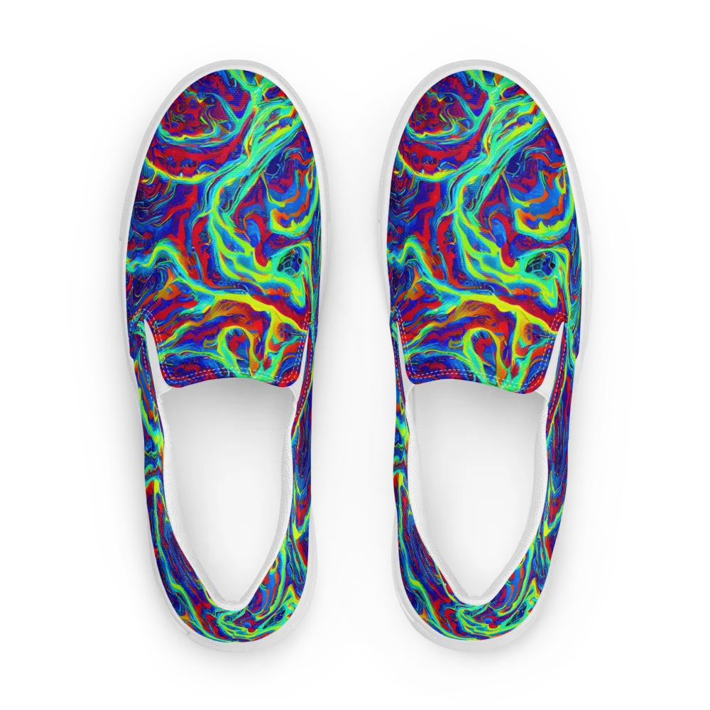 Voltage Marbling on Men's Slip-On Canvas Shoes — Front