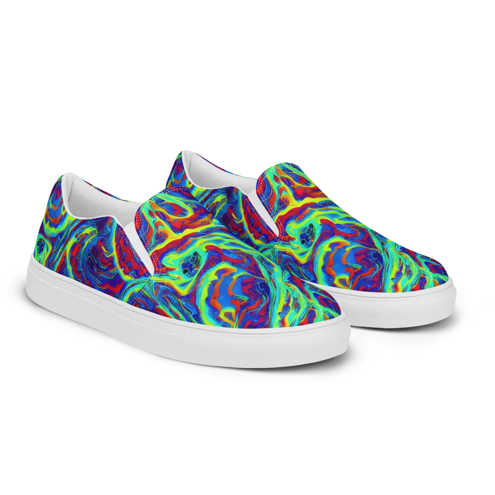 Voltage Marbling on Men's Slip-On Canvas Shoes — Right Front