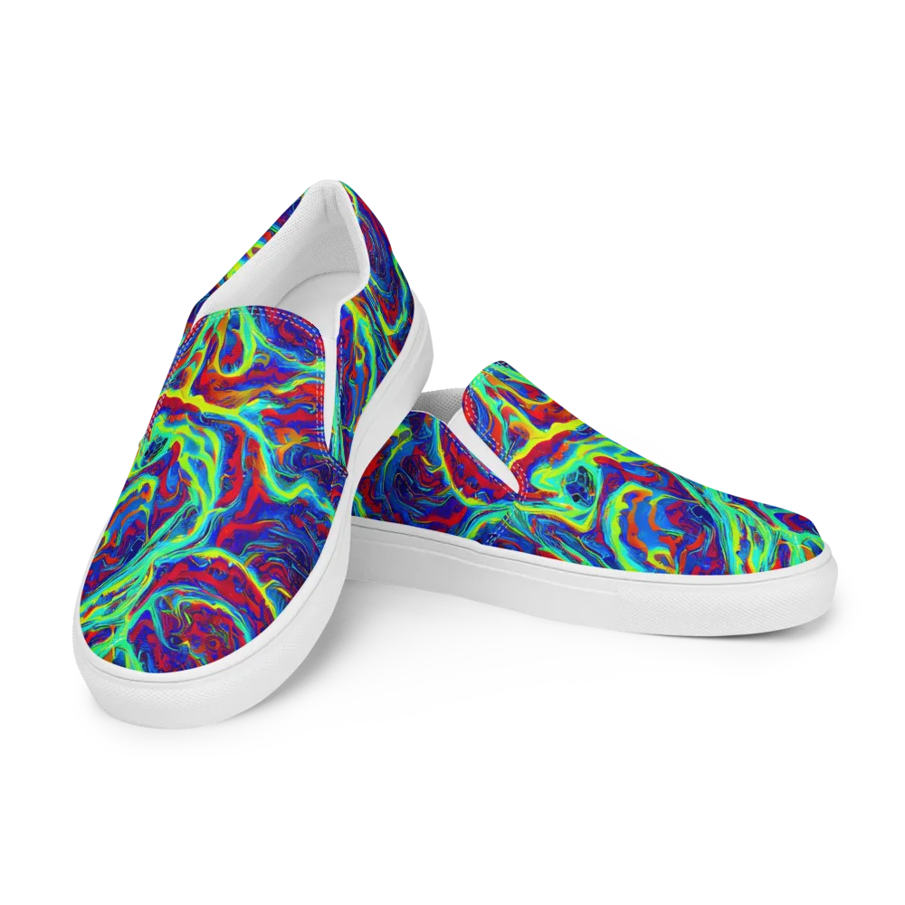 Voltage Marbling on Men's Slip-On Canvas Shoes — Left Front