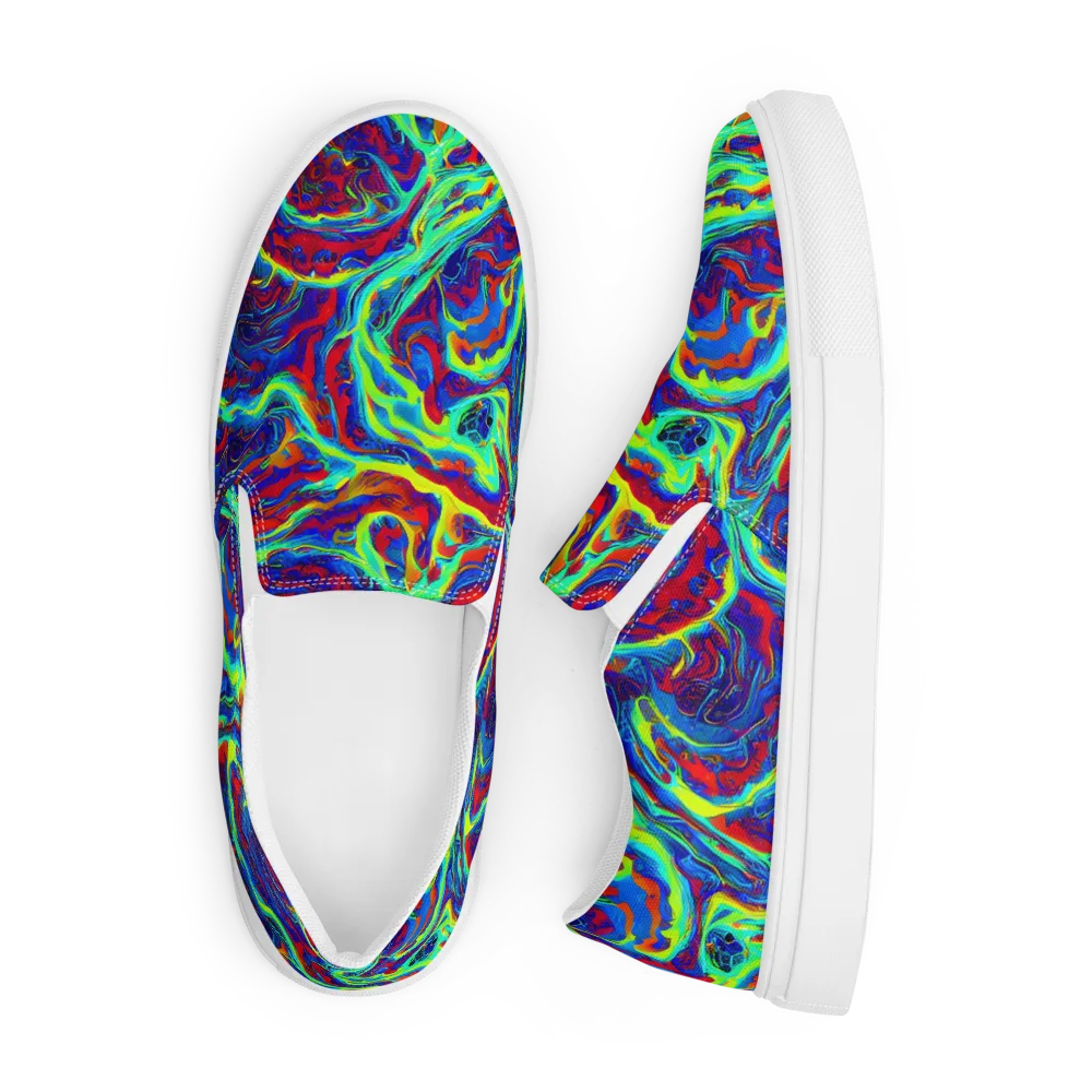 Voltage Marbling on Men's Slip-On Canvas Shoes — Front