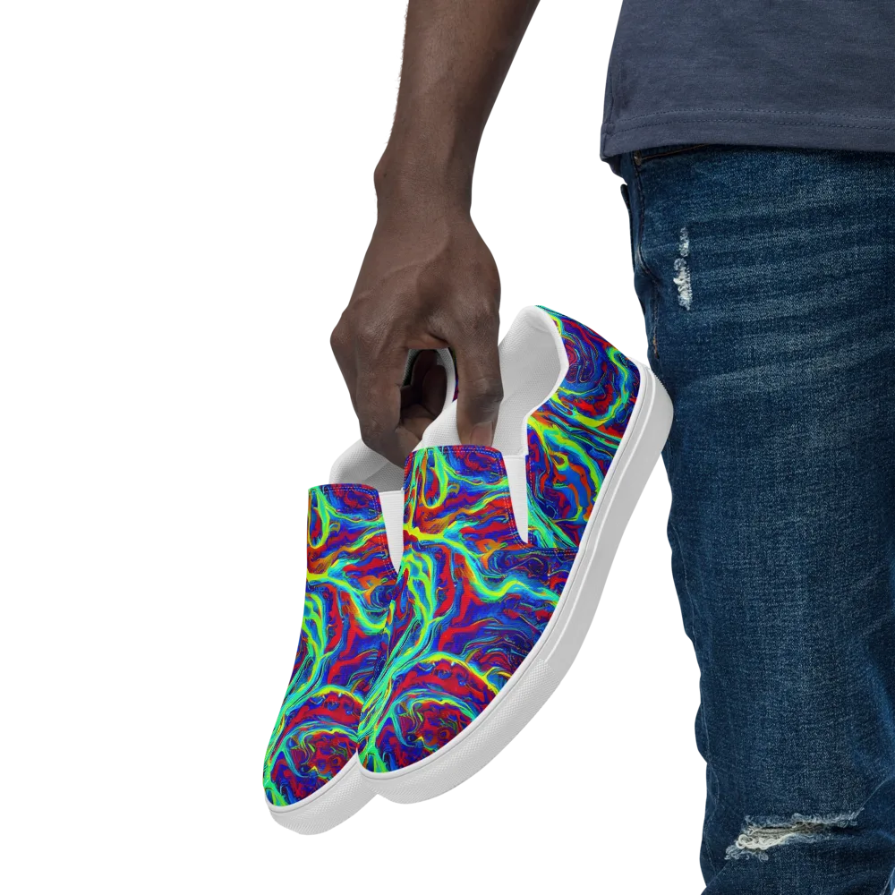 Voltage Marbling on Men's Slip-On Canvas Shoes — Left Front