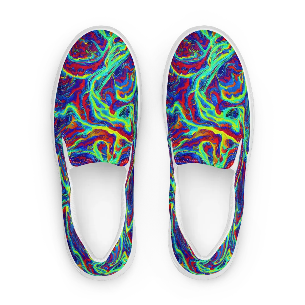 Voltage Marbling on Women's Slip-On Canvas Shoes — Front