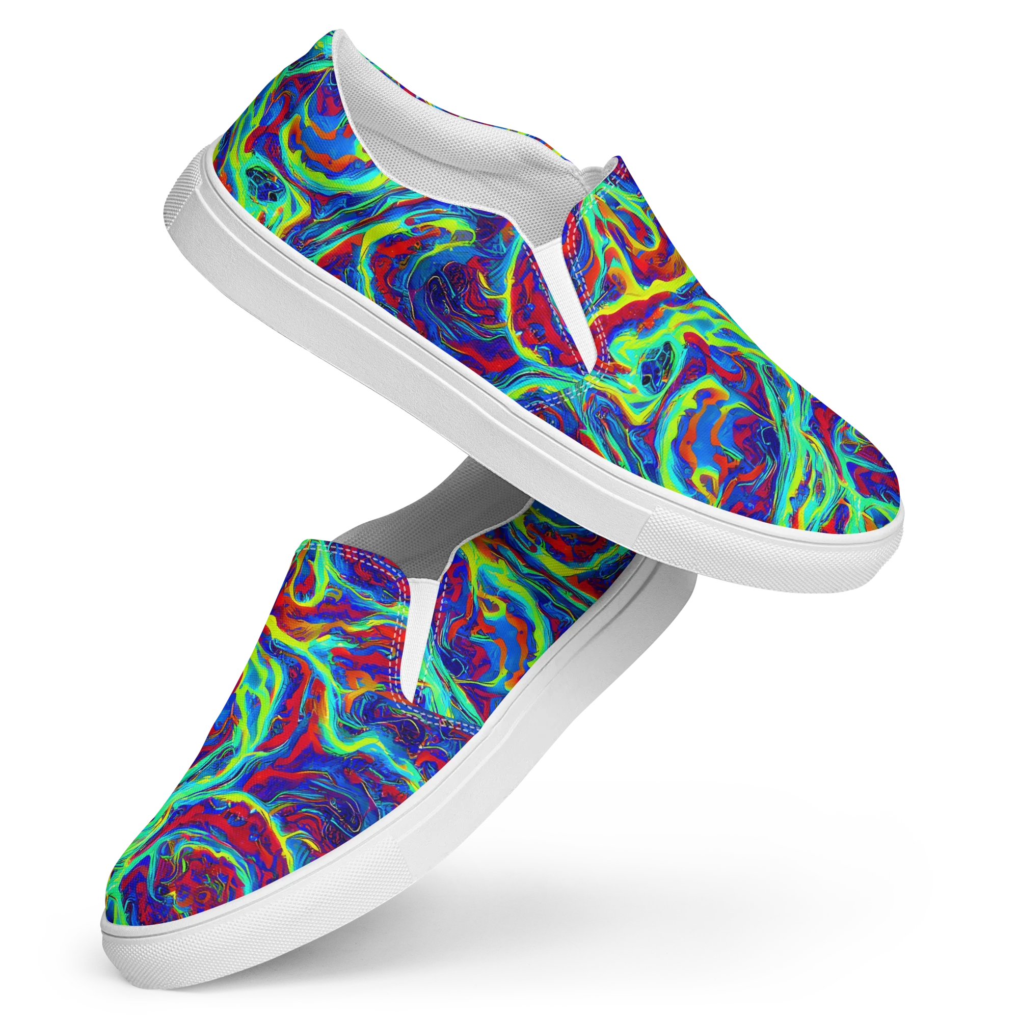 Voltage Marbling on Women's Slip-On Canvas Shoes — Front
