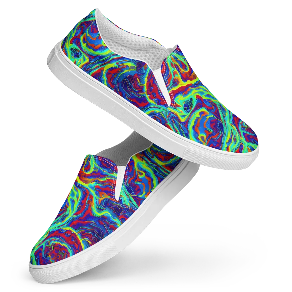 Voltage Marbling on Women's Slip-On Canvas Shoes — Front