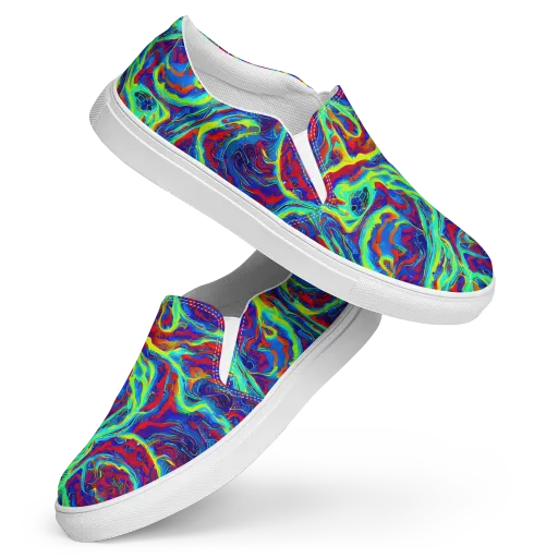Voltage Marbling on a Women's Slip-On Canvas Shoes