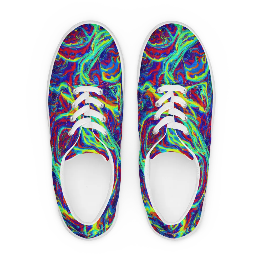 Voltage Marbling on Men's Lace-Up Canvas Shoes — Front