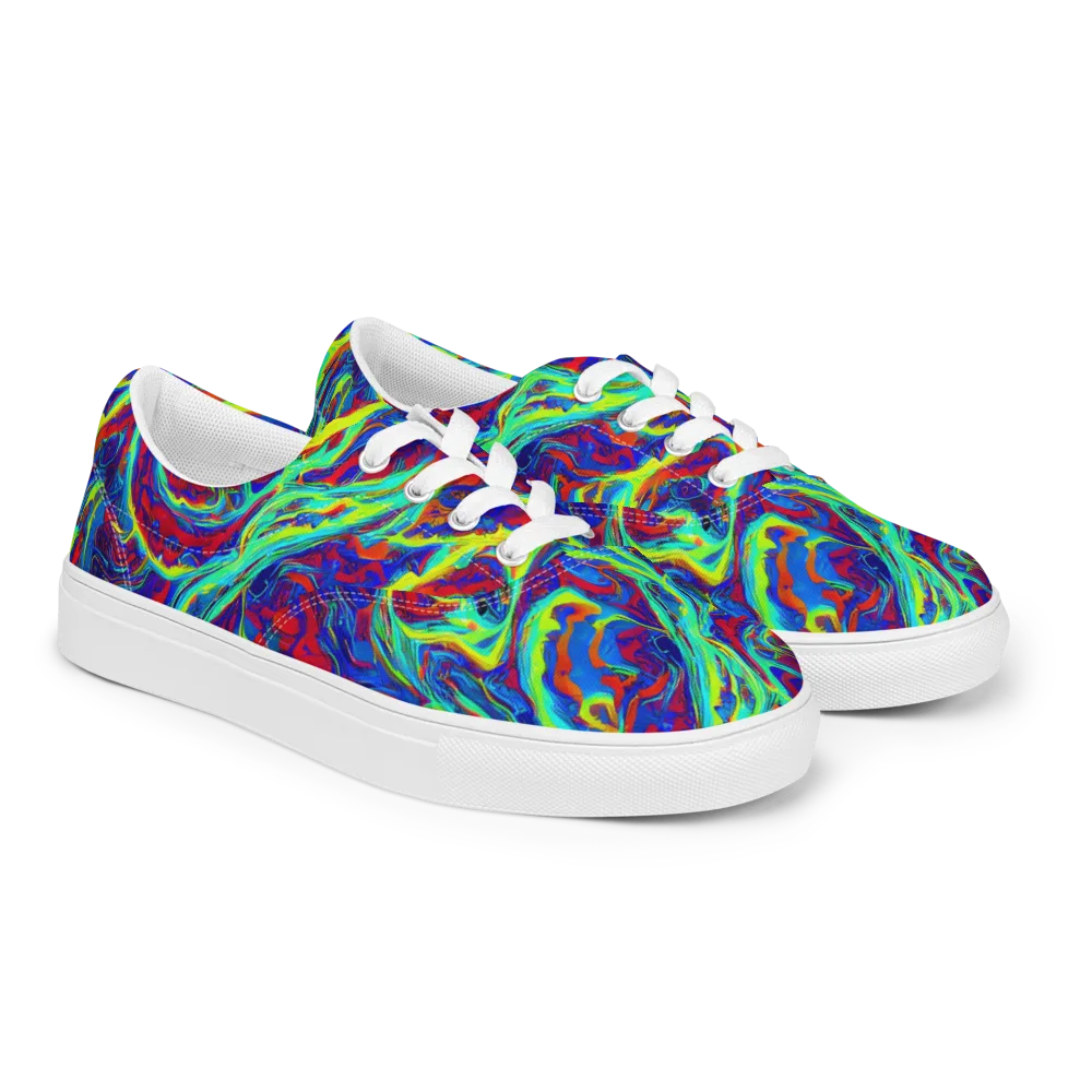 Voltage Marbling on Men's Lace-Up Canvas Shoes — Right Front
