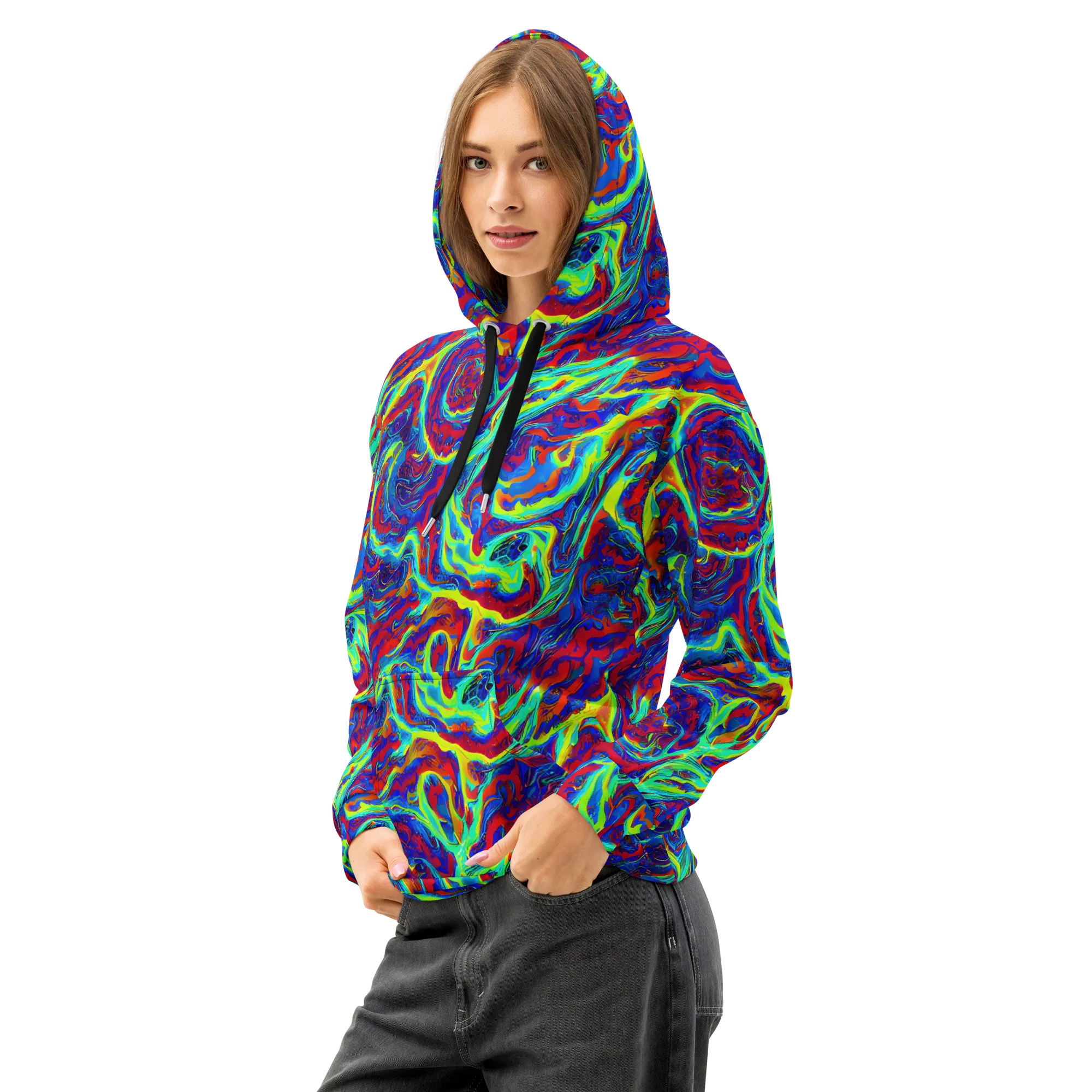 Voltage Marbling on Cotton Hoodie — Left Front