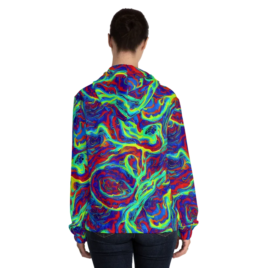 Voltage Marbling on Women's Full-Zip Hoodie — Back On Person