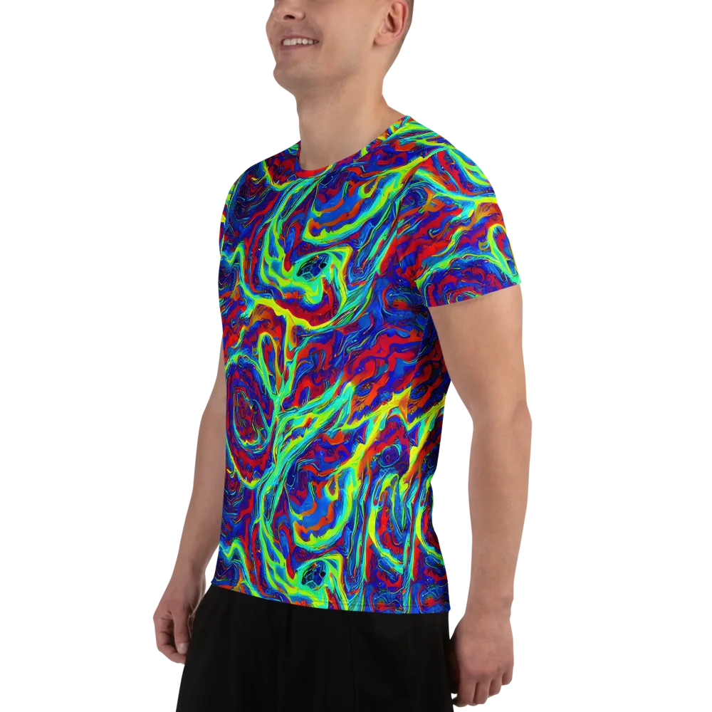 Voltage Marbling on Men's Athletic T-Shirt — Left
