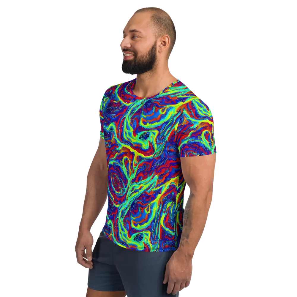 Voltage Marbling on Men's Athletic T-Shirt — Left