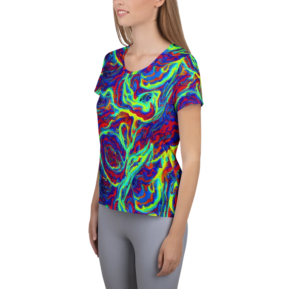 Voltage Marbling on Women's Athletic T-Shirt — Left