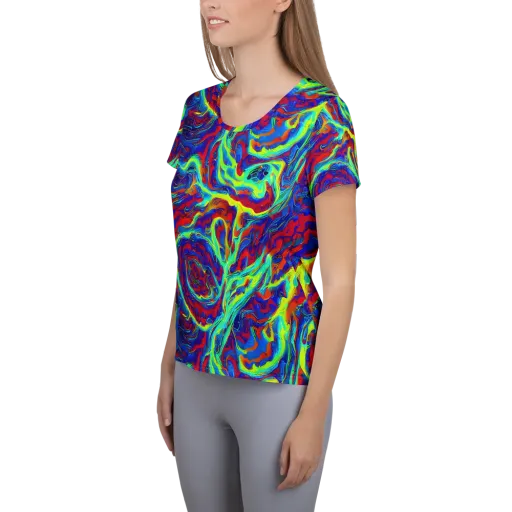 Voltage Marbling on a Women's Athletic T-Shirt