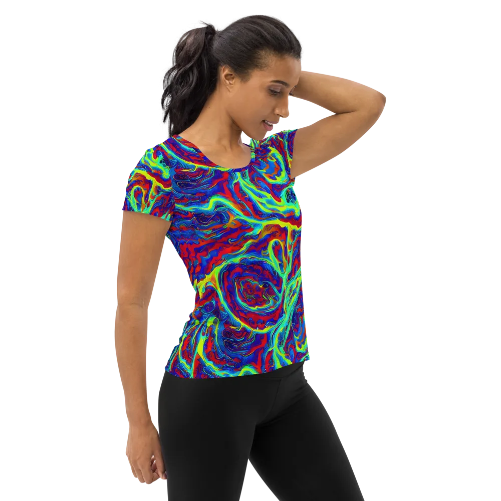 Voltage Marbling on Women's Athletic T-Shirt — Right