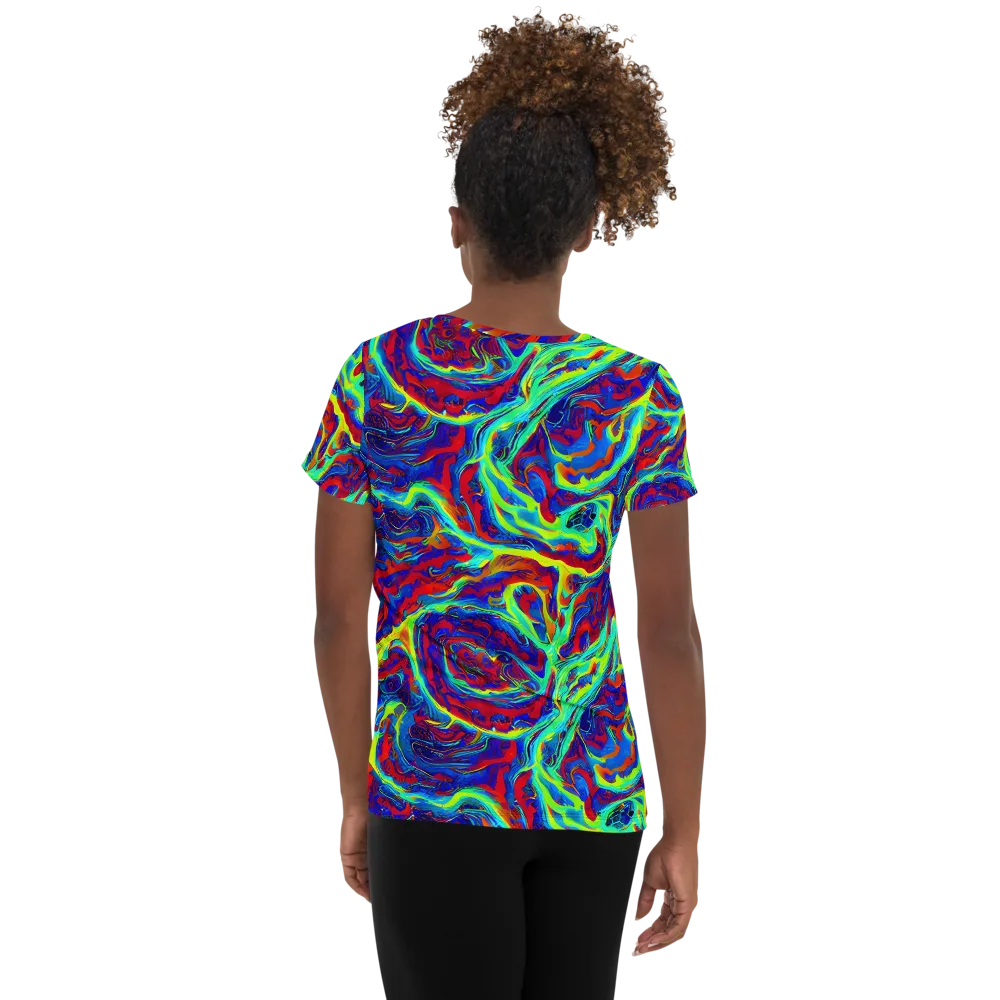 Voltage Marbling on Women's Athletic T-Shirt — Back