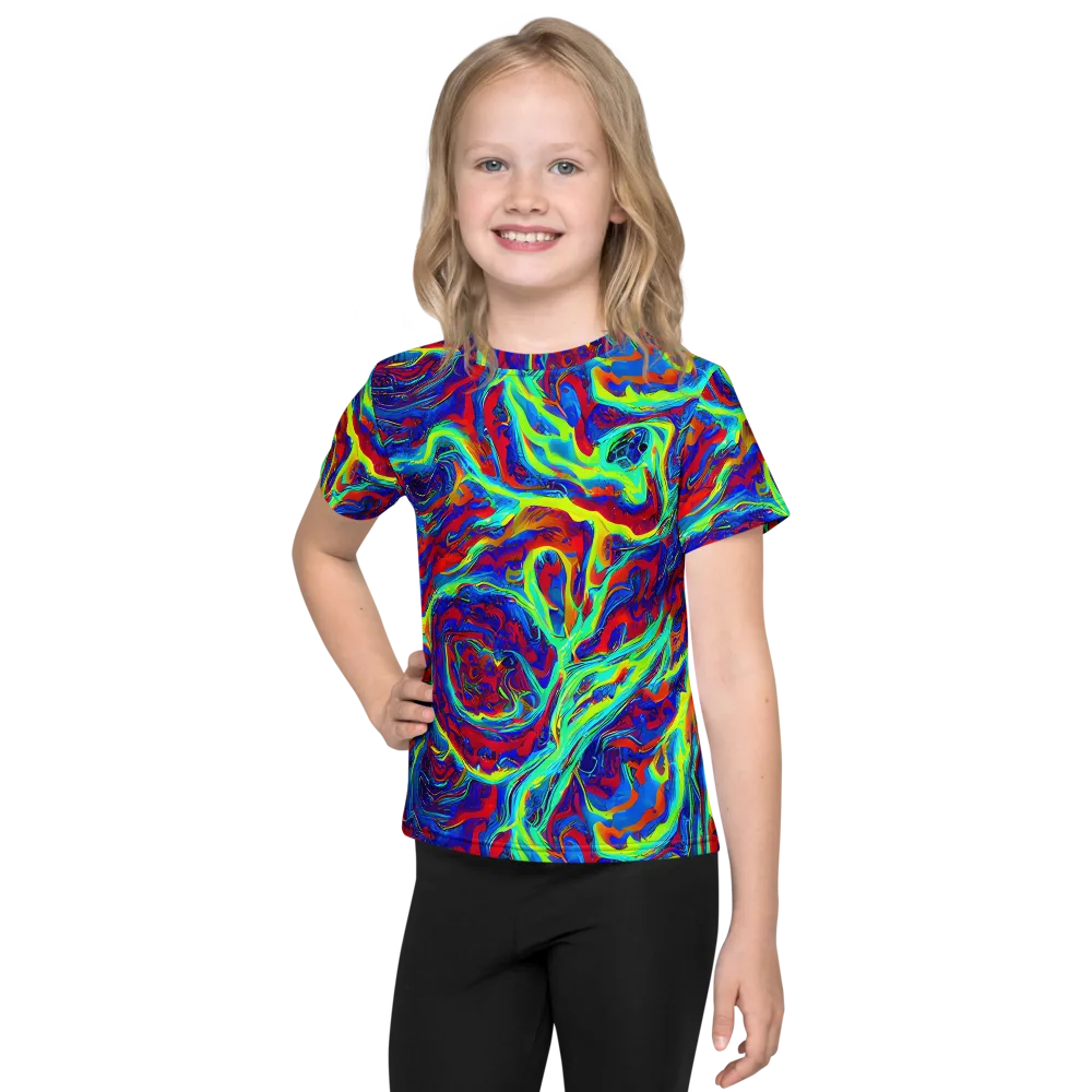 Voltage Marbling on Kids Crew Neck T-Shirt — Front