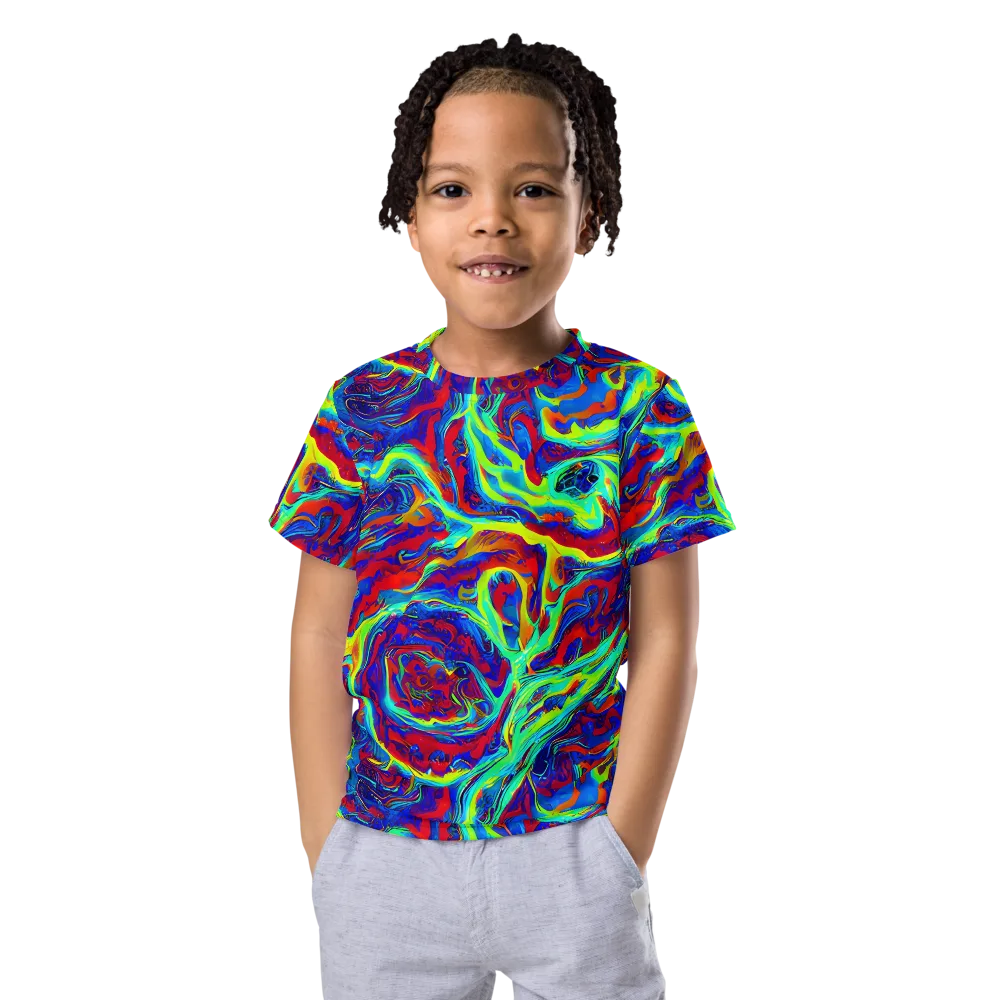 Voltage Marbling on Kids Crew Neck T-Shirt — Front