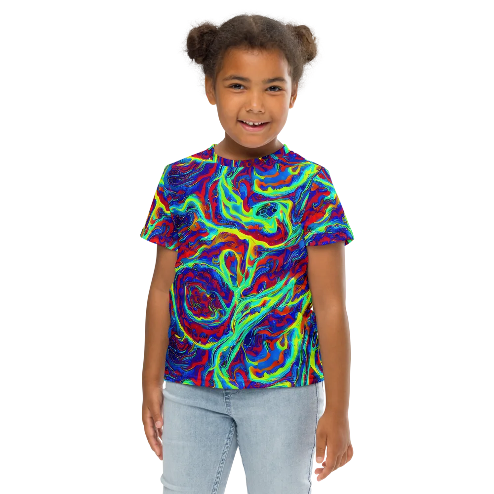 Voltage Marbling on Kids Crew Neck T-Shirt — Front