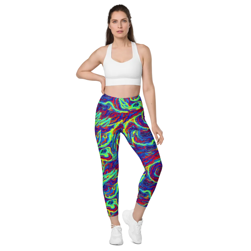 Voltage Marbling on Leggings with Pockets — Front