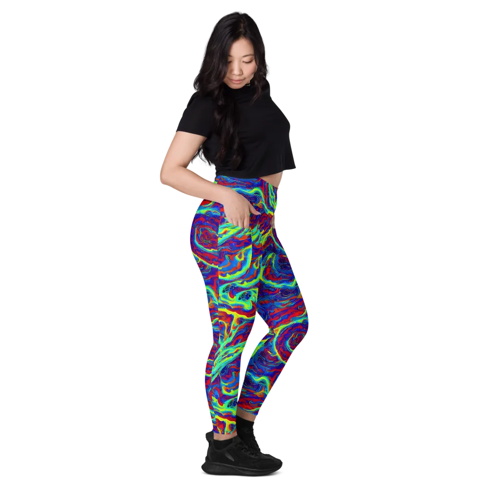 Voltage Marbling on Leggings with Pockets — Right
