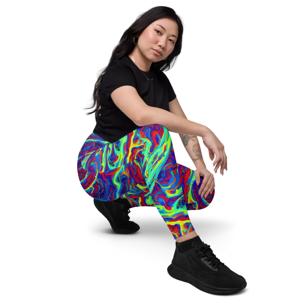 Voltage Marbling on Leggings with Pockets — Right Front