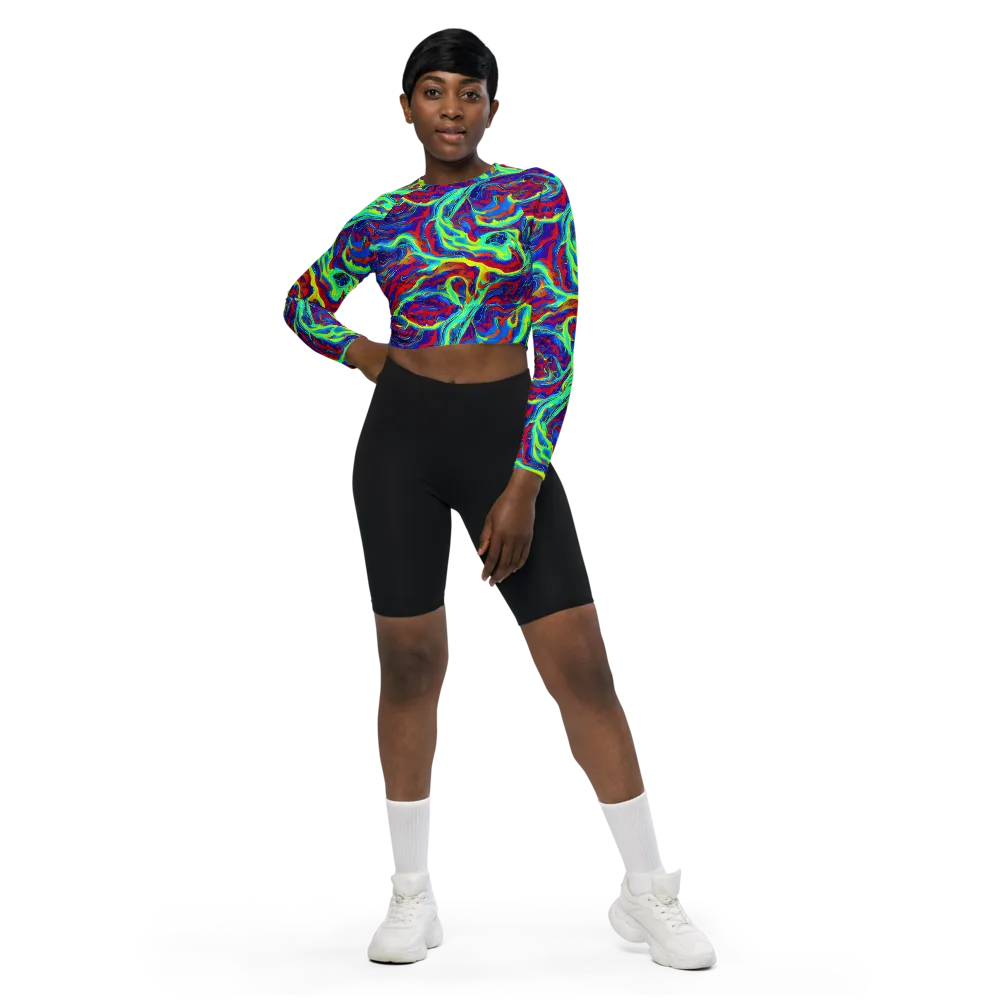 Voltage Marbling on Long Sleeve Crop Top — Front