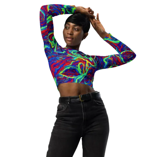 Voltage Marbling on a Long Sleeve Crop Top